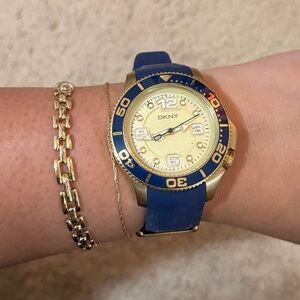DKNY Gold and Blue Silicone watch